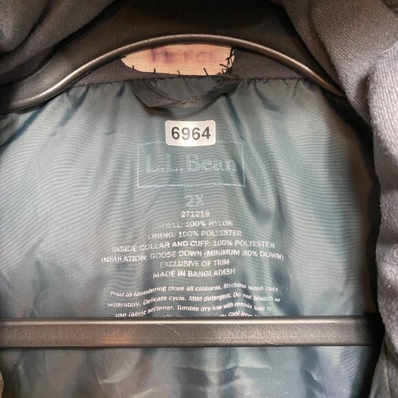 VINTAGE LL Bean Coat Womens 2X Black Goose Down Fill Puffer Hood Warm Jacket - Picture 6 of 13